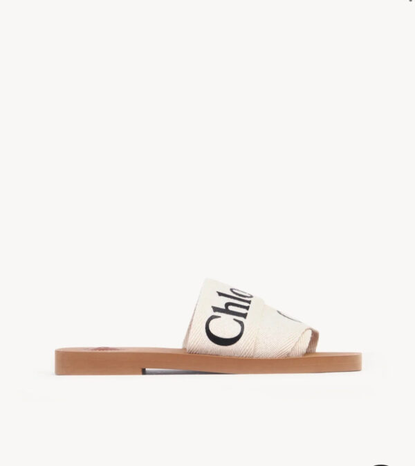 Chloe Woody Logo-print Canvas Slides - Image 5