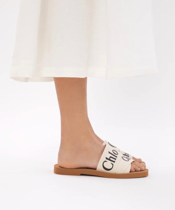 Chloe Woody Logo-print Canvas Slides - Image 3