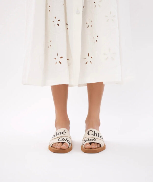 Chloe Woody Logo-print Canvas Slides - Image 4