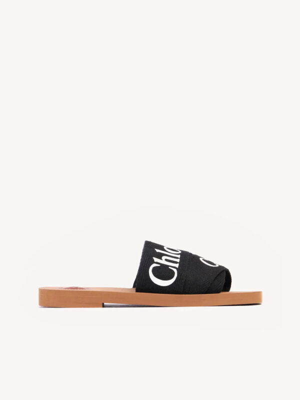 Chloe Woody Logo-print Canvas Slides - Image 6