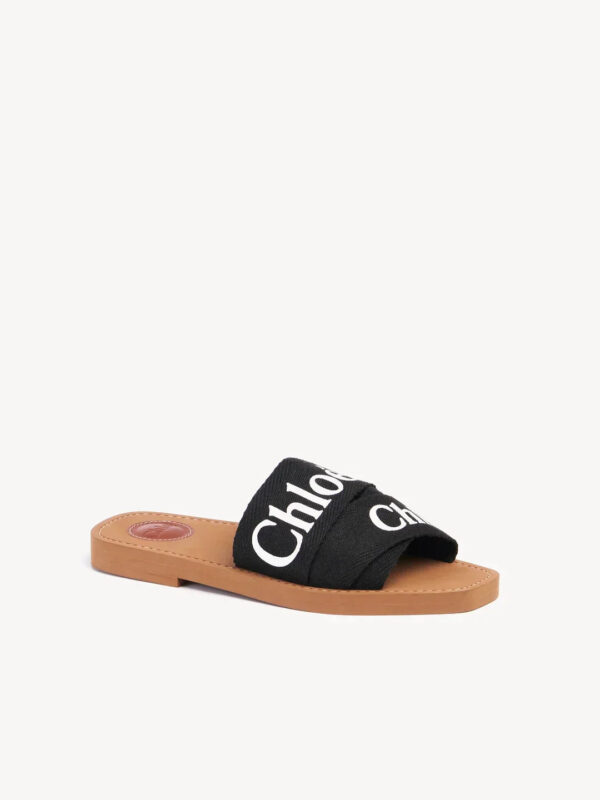 Chloe Woody Logo-print Canvas Slides - Image 8