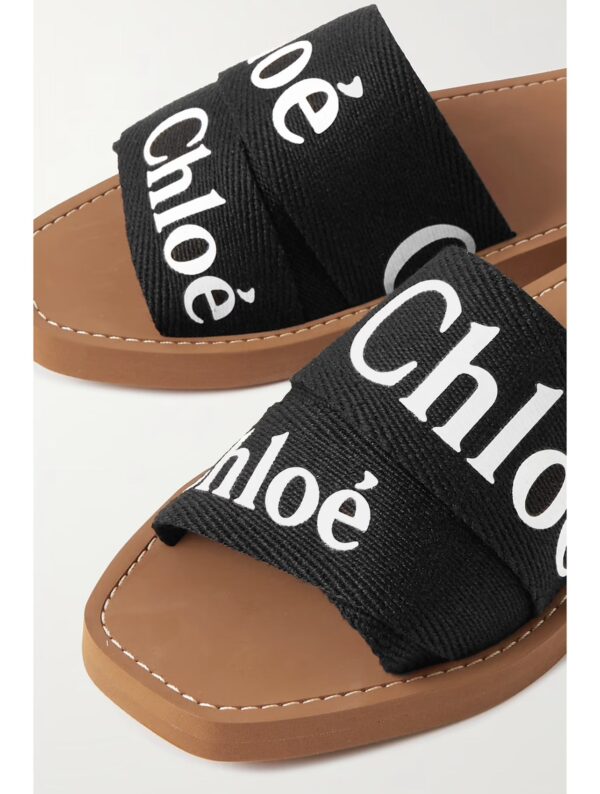 Chloe Woody Logo-print Canvas Slides - Image 9